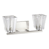 Valentin 15-inch 2-light Brushed Nickel Vanity Light with Clear Pressed Glass Shades