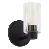 Bedminster 5-inch 1-light Matte Black Vanity Light with Clear Ribbed Glass Shade