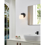 Valentina 5-inch 1-light Matte Black Vanity Light with Etched Opal Glass Shade