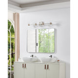 Blake 35-inch 8-light Polished Nickel and Champagne Gold 5CCT LED Vanity Light with Clear and Clear Ribbed Glass