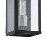 Overton 9-inch 1-light Matte Black Exterior Wall Sconce with Clear Antique Glass