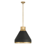 Doyle 18-inch 1-light Natural Brass Pendant Light with Matte Black Metal Shade