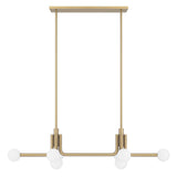 Stockholm 50-inch 8-light Champagne Gold Linear Chandelier with Opal Glass Shades