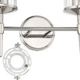 Andrea 15-inch 2-light Polished Nickel Vanity Light with Clear Ribbed Glass Shades