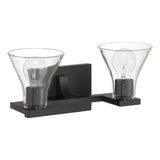 Gilford 14-inch 2-light Matte Black Vanity Light with Clear Glass Shades