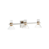 Blake 25-inch 6-light Polished Nickel and Champagne Gold 5CCT LED Vanity Light with Clear and Clear Ribbed Glass