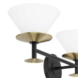 Tremolo 33-inch 3-light Matte Black and Champagne Gold Vanity Light with Etched Opal Glass