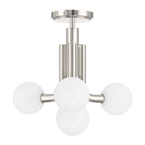 Stockholm 16-inch 4-light Polished Nickel Convertible Pendant with Opal Glass Shades