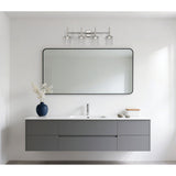 Andrea 32-inch 4-light Polished Nickel Vanity Light with Clear Ribbed Glass Shades