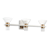 Blake 25-inch 6-light Polished Nickel and Champagne Gold 5CCT LED Vanity Light with Clear and Clear Ribbed Glass