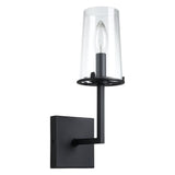 Jared 13-inch 1-light Matte Black Vanity Light with Clear Glass Shade