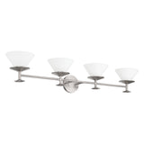 Tremolo 42-inch 4-light Brushed Nickel and Polished Nickel Vanity Light with Etched Opal Glass