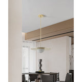 Solstice 22-inch Polished Brass 5CCT LED Convertible Pendant with Opal Ribbed Glass Shade