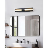 Colton 30-inch 2-light Textured Black 5CCT LED Vanity Light with Etched Opal Glass Shades