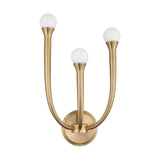 Dahlia 18-inch 3-light Brass Wall Sconce with Opal Glass Shades