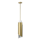 Enzio 6-inch 1-light Brushed Gold Pendant Light with Brushed Gold and Matte White Metal Shade