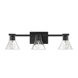 Gilford 24-inch 3-light Matte Black Vanity Light with Clear Glass Shades
