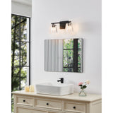 Valentin 15-inch 2-light Matte Black Vanity Light with Clear Pressed Glass Shades