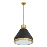 Doyle 18-inch 1-light Natural Brass Pendant Light with Matte Black Metal Shade
