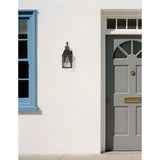 Glencrest 14-inch 1-light Textured Black Exterior Wall Sconce with Clear Water Glass