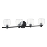 Valentina 30-inch 4-light Matte Black Vanity Light with Clear Glass Shades