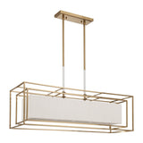 Abbey 42-inch 5-light Brass Linear Chandelier with Cream Cotton Rope Shade
