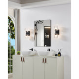 Valentin 13-inch 2-light Matte Black Vanity Light with Clear Pressed Glass Shades
