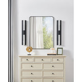 Colton 30-inch 2-light Textured Black 5CCT LED Vanity Light with Etched Opal Glass Shades