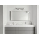 Dryden 24-inch 3-light Polished Nickel Vanity Light with Clear Ribbed Glass Shades