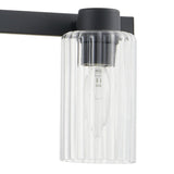 Bedminster 30-inch 4-light Matte Black Vanity Light with Clear Ribbed Glass Shades