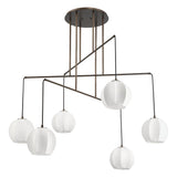 Bryony 48-inch 6-light Forged Bronze Chandelier with White Synthetic Silk Shades