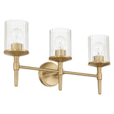 Andrea 24-inch 3-light Champagne Gold Vanity Light with Clear Ribbed Glass Shades