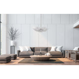 Avril 29-inch 6-light Forged Bronze Chandelier with Clear Starburst Glass Shade