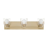 Dryden 24-inch 3-light Champagne Gold Vanity Light with Clear Ribbed Glass Shades