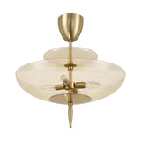 Fiorello 21-inch 4-light Brushed Gold Convertible Pendant with Smoked Amber Glass Shades
