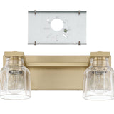 Dryden 15-inch 2-light Champagne Gold Vanity Light with Clear Ribbed Glass Shades