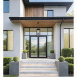 Hillside 11-inch 3-light Textured Black Exterior Pendant Light with Clear Glass