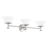 Tremolo 33-inch 3-light Brushed Nickel and Polished Nickel Vanity Light with Etched Opal Glass