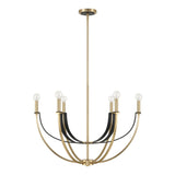 Sussex 29-inch 6-light Champagne Gold and Black Faux Leather Chandelier