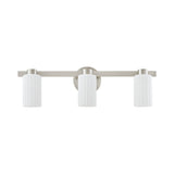 Bedminster 24-inch 3-light Brushed Nickel Vanity Light with Etched Opal Ribbed Glass Shades