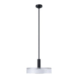 Como 18-inch 1-light Matte Black Convertible Pendant with Clear Ribbed and Opal Glass Shade