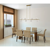 Julep 64-inch 8-light Brushed Gold Linear Chandelier with Opal Glass Shades
