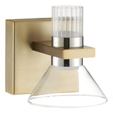 Blake 5-inch 2-light Champagne Gold and Polished Nickel 5CCT LED Vanity Light with Clear and Clear Ribbed Glass