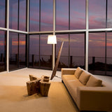 Dark Stained Walnut Silva Giant Floor Lamp in Living Room