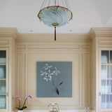 LIght Blue Serpentine Scudo Saraceno Silk Suspension in Living Room