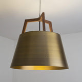 Imber Pendant by Cerno, Color: Distress Brass/Walnut - Cerno, Distress Brass/Dark Stained Walnut - Cerno, Brushed Brass/Walnut - Cerno, Matte Black/Matte White/Dark Stained Walnut - Cerno, Matte Black/Matte White/White Washed Oak - Cerno, Matte Black/Matte White/Walnut - Cerno, Brushed Rose Gold/Dark Stained Walnut - Cerno, Gloss White/White Washed Oak - Cerno, Light Option: E26 (W/h Diffuser), 2700K LED, 3500K LED, E26 (W/o Diffuser), Size: Small, Large | Casa Di Luce Lighting