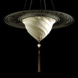 Plain Samarkanda Silk Suspension with Metal Ring by Fortuny