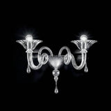 Dolfin Wall Sconce by Sylcom, Color: Clear, Clear and Amber - Sylcom, Blue, Smoke - Vistosi, Grey, Ocean - Sylcom, Milk White Clear - Sylcom, Amber, Clear and 24kt Gold - Sylcom, Finish: Polish Chrome, Polish Gold, Number of Lights: 1, 2 | Casa Di Luce Lighting