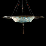 LIght Blue Serpentine Scudo Saraceno Silk Suspension with Metal Ring by Fortuny