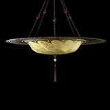 Ochre Classic Scudo Saraceno Silk Suspension with Metal Ring by Fortuny